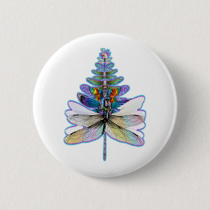 Badge Rond 5 Cm Arbre de Noël des libellules