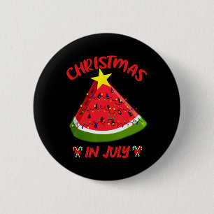 Badge Rond 5 Cm Arbre de Noël en pastèque Noël en juillet Eté