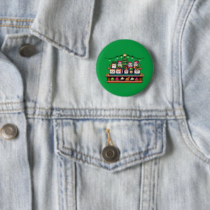 Badge Rond 5 Cm Arbre de Noël en Sushi Festif - Art Pixel mignon