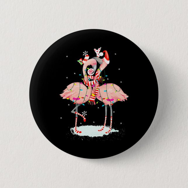 Badge Rond 5 Cm Arbre de Noël Flamant rose Noël Noël Noël Noël Noë (Devant)
