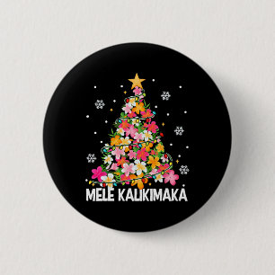 Badge Rond 5 Cm Arbre de Noël Floral hawaïen Mele Kalikimaka Tro