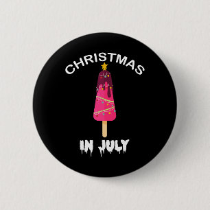 Badge Rond 5 Cm Arbre de Noël Glace à l'eau Noël en Juillet Été