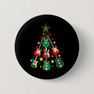 Badge Rond 5 Cm Arbre de Noël Guitare Cool Amoureux de Guitare Noë