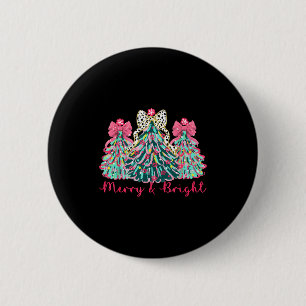 Badge Rond 5 Cm Arbre de Noël Joyeux et Lumineux Xmas Famille H