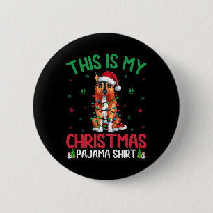 Badge Rond 5 Cm Arbre de Noël laid Père Noël Norvégien Elkhound Ch