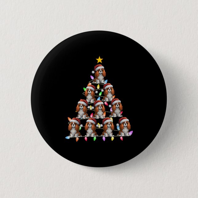 Badge Rond 5 Cm Arbre de Noël Lumière Père Noël Cavalier Roi Charl (Devant)