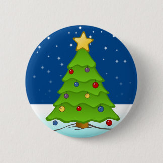 Badge Rond 5 Cm Arbre de Noël mignon dans la neige