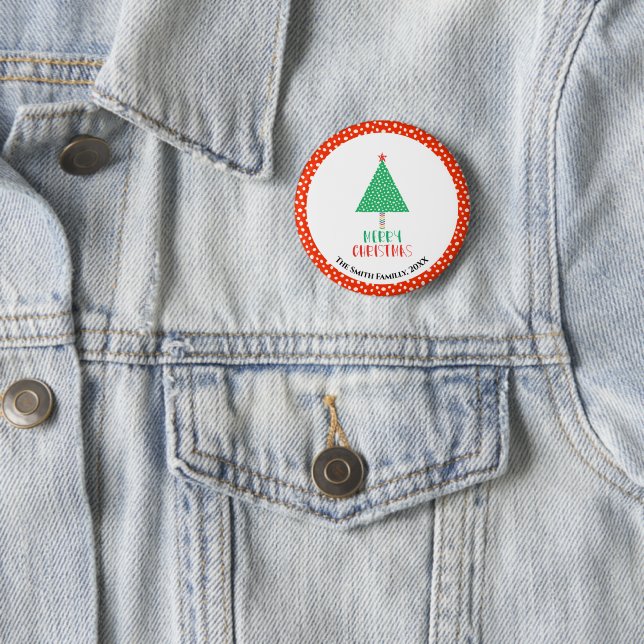 Badge Rond 5 Cm Arbre de Noël Moderne  (En situation)