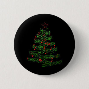 Badge Rond 5 Cm Arbre de Noël Notes musicales Chanson Xmas Musicie