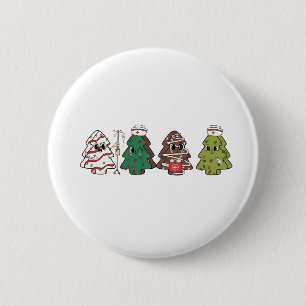 Badge Rond 5 Cm Arbre de Noël Rétro Candy Ruban Rose Coquette