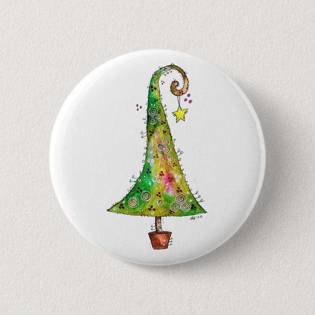 Badge Rond 5 Cm Arbre de Noël Whimsical (Devant)