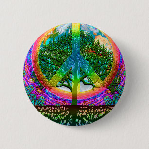 Badge Rond 5 Cm Arbre de paix de la vie