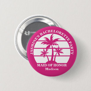 Badge Rond 5 Cm Arbre de palme rose vif personnalisé pour l'enterr