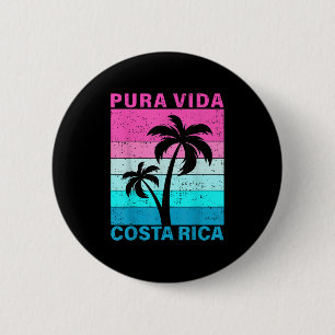 Badge Rond 5 Cm Arbre de palmier de coucher de soleil rétro Costa