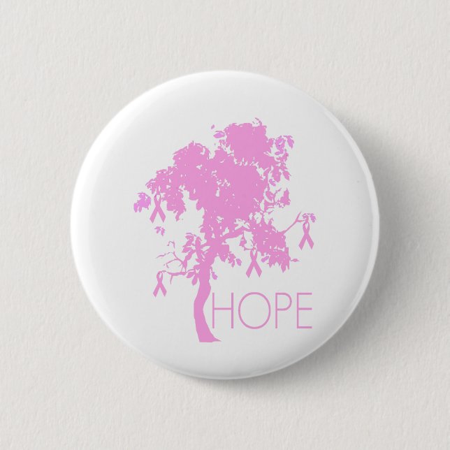 Badge Rond 5 Cm Arbre de ruban rose d'espoir (Devant)