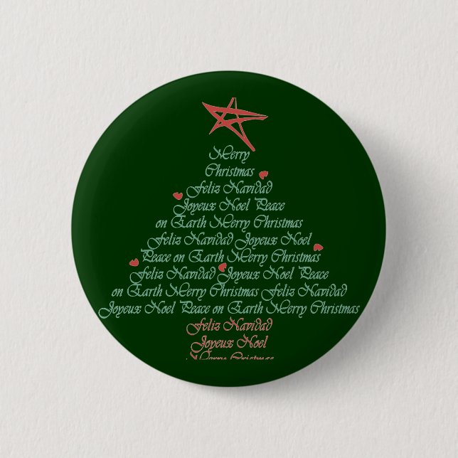 Badge Rond 5 Cm Arbre de salutation de Noël (Devant)