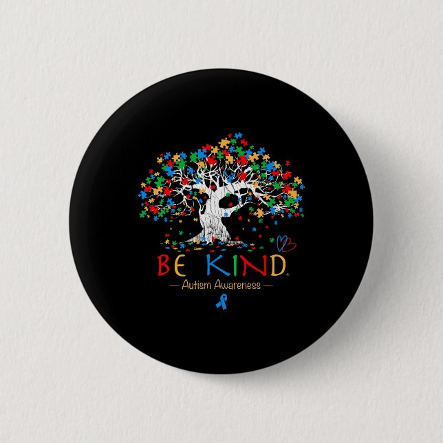 Badge Rond 5 Cm Arbre de Sensibilisation sur l'autisme de vie Mois (Devant)