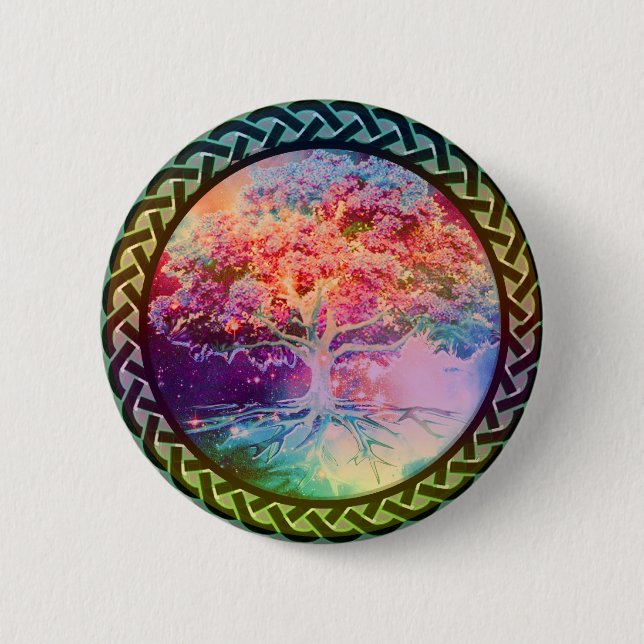 Badge Rond 5 Cm Arbre de tranquilité de la vie (Devant)