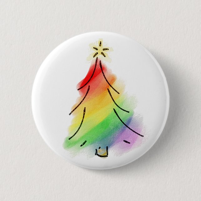 Badge Rond 5 Cm Arbre de vacances Rainbow (Devant)