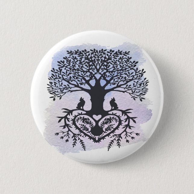 Badge Rond 5 Cm Arbre de vie d'art populaire (Devant)
