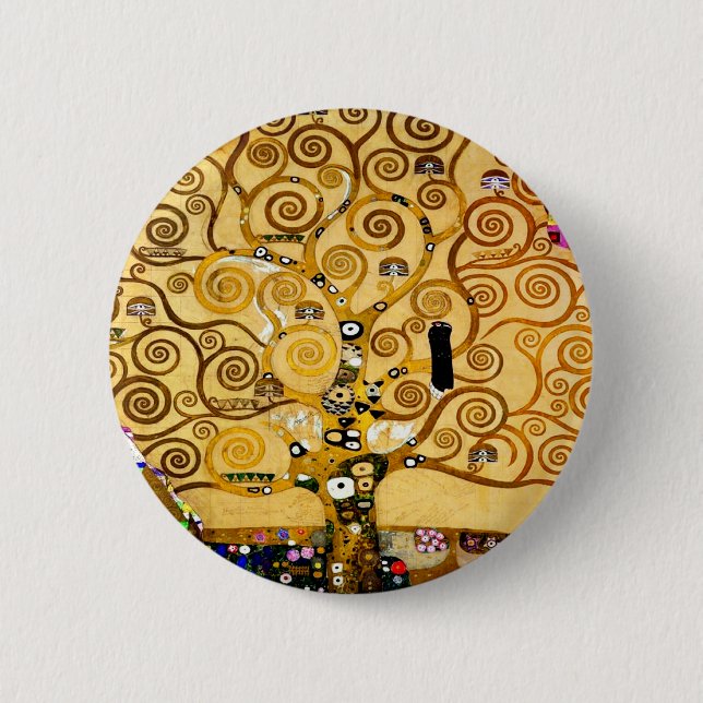 Badge Rond 5 Cm Arbre de vie Gustav Klimt Nouveau (Devant)