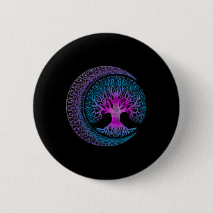 Badge Rond 5 Cm Arbre de Vie Phases de Lune Croissante Mandala Cad