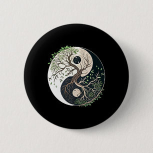 Badge Rond 5 Cm Arbre de Vie Yin Yang Yoga Nature Lance Art