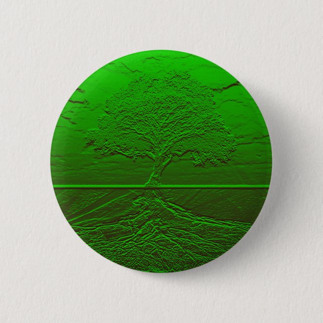 Badge Rond 5 Cm Arbre d'énergie de vert de la vie (Devant)