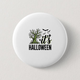 Badge Rond 5 Cm Arbre d'Halloween C'est Halloween Vintage Épouvant