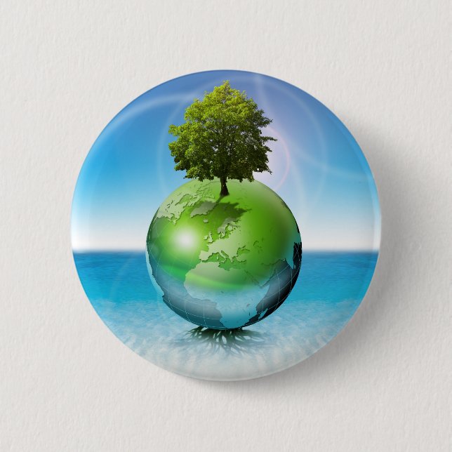 Badge Rond 5 Cm Arbre du monde - concept d'écologie (Devant)