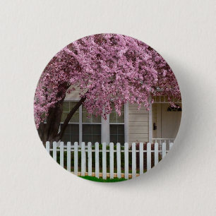 Badge Rond 5 Cm Arbre en fleurs dans les banlieues