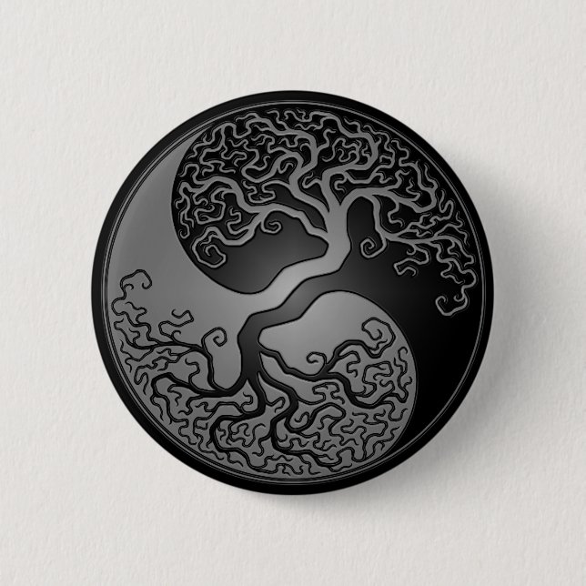 Badge Rond 5 Cm Arbre foncé de Yin Yang (Devant)