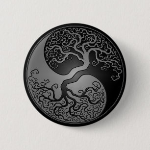 Badge Rond 5 Cm Arbre foncé de Yin Yang