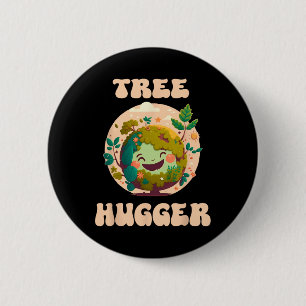 Badge Rond 5 Cm Arbre Hugger Vintage Retro Nature De l'environneme