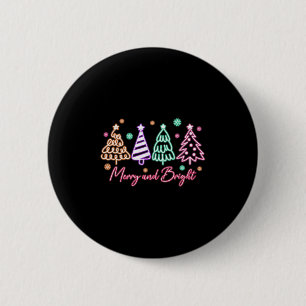 Badge Rond 5 Cm Arbre néon de Noël Merry And Bright