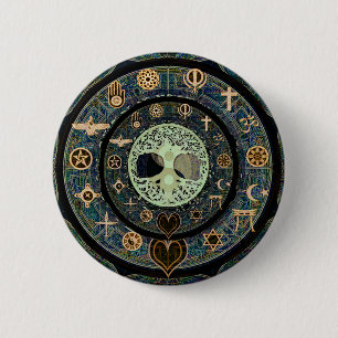 Badge Rond 5 Cm Arbre paisible de Yin Yang de symbole de la vie