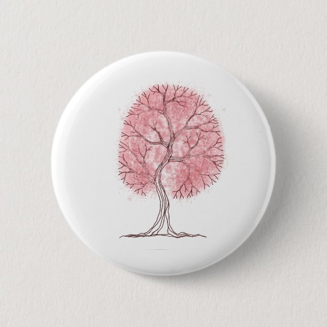 Badge Rond 5 Cm Arbre rose (Devant)