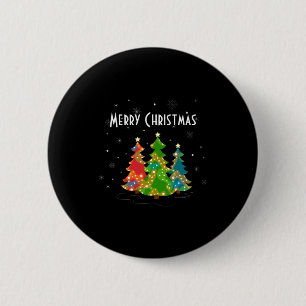 Badge Rond 5 Cm Arbres de Noël Flocons de Neige Fantaisie Amusant