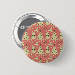 Badge Rond 5 Cm Arbres de Noël rétro sucre de canne étoile aux bai