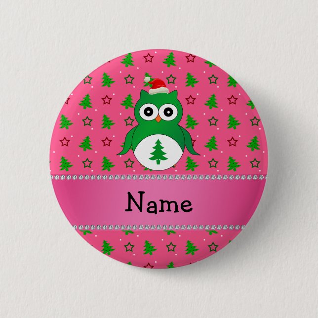 Badge Rond 5 Cm Arbres de Noël verts nommés faits sur commande de (Devant)