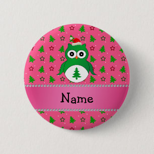Badge Rond 5 Cm Arbres de Noël verts nommés faits sur commande de