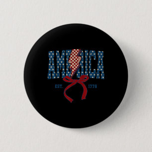 Badge Rond 5 Cm Arc Coquette Américain Drapeau Patriotique Usa Joy