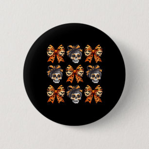 Badge Rond 5 Cm Arc Coquette Halloween Saison Macabre Squelette Mi