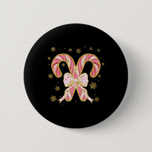 Badge Rond 5 Cm Arc Coquette Rétro Canne à Sucre Saison de Noël Fe