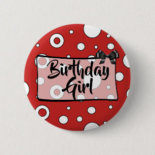 Badge Rond 5 Cm Arc de noir de bouton de fille d'anniversaire,