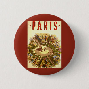 Badge Rond 5 Cm Arc de Triomphe vintage, Paris, France Travel Art
