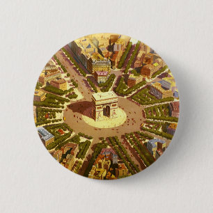 Badge Rond 5 Cm Arc de Triomphe vintage, Paris, France Travel Art