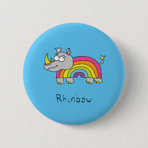 Badge Rond 5 Cm Arc en arc-en-ciel Rhino Arc en arc-en-ciel