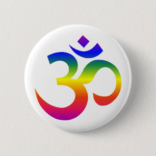 Badge Rond 5 Cm Arc en arc (Om ou Aum, son sacré indien)