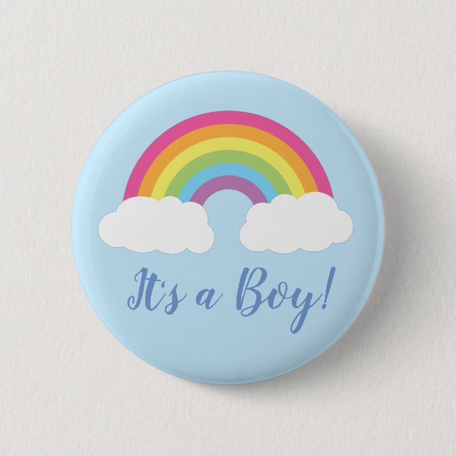 Badge Rond 5 Cm Arc-en-ciel C'est un Baby shower garçon Bouton (Devant)